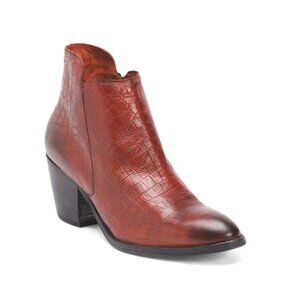 OROSCURO Red Made In Italy Leather Heeled Booties